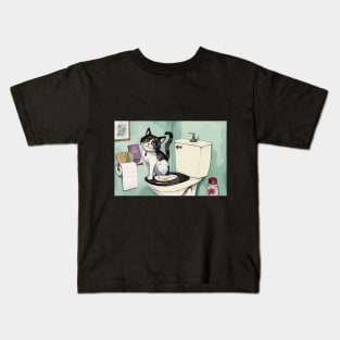 Pooping Tuxedo Cat Kids T-Shirt